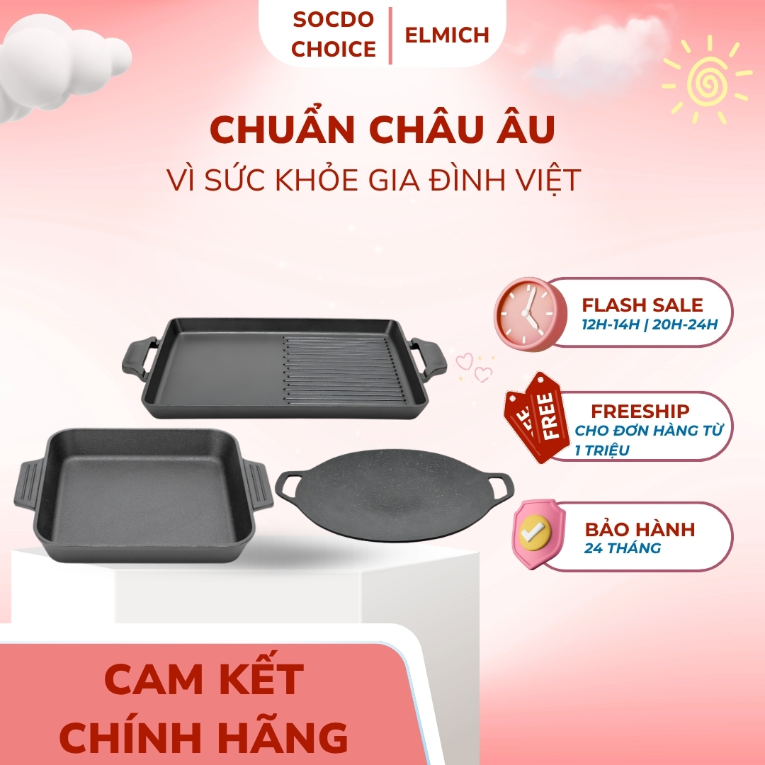 Khay nướng chống dính Elmich EL1406,7,8 dùng tất cả các loại bếp