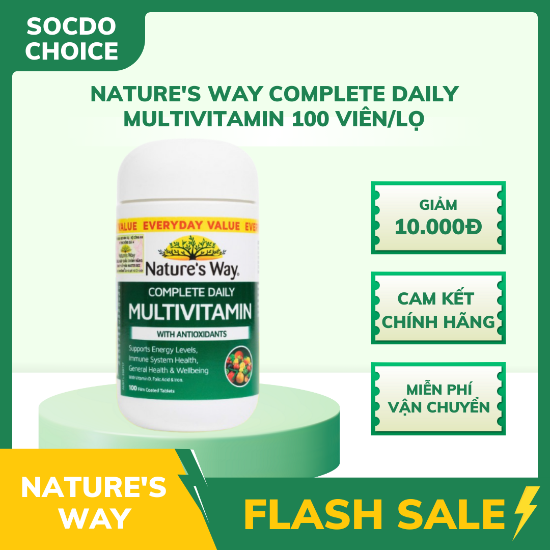 Vitamin tổng hợp Nature's Way Complete Daily Multivitamin, hộp 100 viên, bổ sung dinh dưỡng, tăng sức khỏe